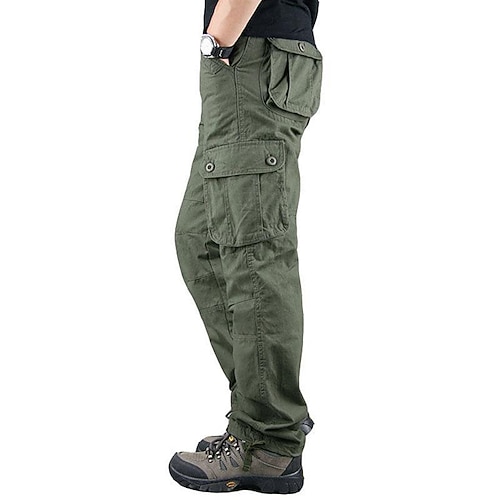 Herren Cargohose Cargohosen Cargohose Hose Hosen Arbeitshose Multi Pocket Glatt Komfort Atmungsaktiv Casual Täglich Strassenmode Sport Modisch Armeegrün Gras-Grün Mikro-elastisch Image