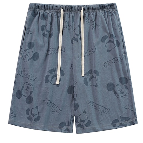 Herren Hausanzug Pyjama-Shorts Tier Grafik-Drucke Brautkleider schlicht Komfort Heim Täglich Bett Baumwolle Atmungsaktiv Weich Elastische Taille Sommer Frühling Wasserblau Schwarz Image