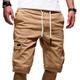 Herren Cargo Shorts Kurze Hosen Kordelzug Multi Pocket Feste Farbe Draussen Knielänge Täglich Wochenende Baumwollmischung Strassenmode Brautkleider schlicht Schwarz Weiß Unelastisch