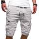 Herren Cargo Shorts Kurze Hosen Kordelzug Multi Pocket Feste Farbe Draussen Knielänge Täglich Wochenende Baumwollmischung Strassenmode Brautkleider schlicht Schwarz Weiß Unelastisch