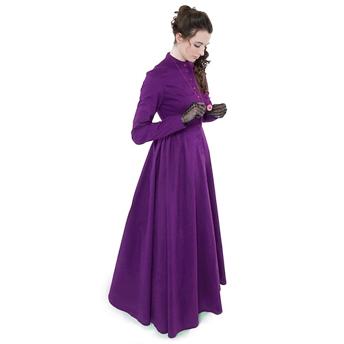 Kleid Viktorianisch Ballkleid 1910er Jahre Bodenlang Lange Länge Kleid Partykostüm Abschlussballkleid Übergröße Herzogin Übergrössen Einfarbig Ballkleid Rundhals Schulterfrei Kostüm Damen Maskerade Image