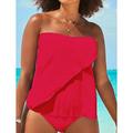Damen Badeanzug Tankini Bademode Rückenfrei 2 teilig Einfarbig Urlaub Strandbekleidung Badeanzüge