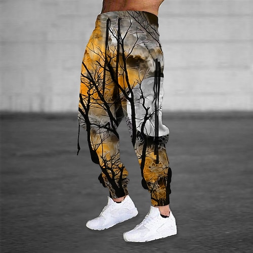 Herren Jogginghose Trainingshose Jogginghose Jogger Hose Hosen Kordelzug Seitentaschen Elastische Taille Grafik-Drucke Komfort Atmungsaktiv Sports Outdoor Casual Täglich Baumwollmischung Frottee Image