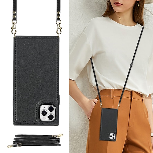Handy Hülle Handyhüllen Für iPhone 17 Pro Max 17 Air 16 15 14 Pro Max Plus 16e 13 12 11 Pro Max Mini Brieftaschenhülle Mit Ständer mit Trageriemen PU-Leder Image