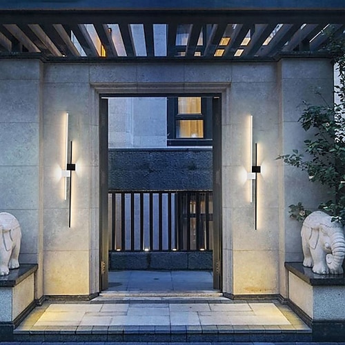Outdoor-LED-Wandleuchte, Liniendesign, wasserdicht, 80 cm, Beleuchtung nach oben und unten, Innen-Doppelkopf-gebogene Wandleuchte, modernes Schlafzimmer, warmes Licht, 1 Stück Image