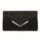 Damen-Umhängetasche, Clutch-Taschen, PU-Leder, für Abend, Braut, Hochzeit, Party, mit Kette, glitzernd, glänzend, modisch in Silber, Schwarz, Rosa