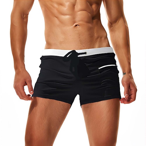 herren bademode badehose boardshorts badeshorts badeanzug einfarbig schwarz blau royalblau orange rot badeanzüge sportlich Image