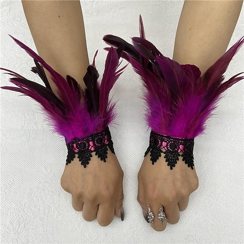 Retro Vintage Punk Gothic Handschuhe Federspitze Hexe Maleficent Spitze Kostüm Damen Fantasie Steampunk Walpurgisnacht Maskerade Party / Abend Erwachsene Handschuhe Image