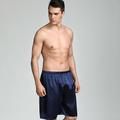 Herren Schlafanzüge Boxershorts aus Seide Pyjama-Shorts Einfarbig Casual Heim Bett Kunstseide Satin Atmungsaktiv Kurze Hosen Sommer Silber Pures Schwarz