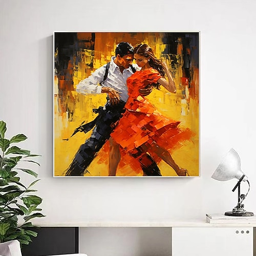 Tango-Leinwand-Kunst, handgemaltes Ölgemälde, Romantik-Tanz-Wandkunst, Romantik-Paar-Wandkunst, tanzendes Paar, Leinwand für Heimdekoration, ohne Rahmen Image