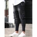 Herren Jeans Cargohose Cargohosen Eng Hose Hosen Zip Multi Pocket Glatt Komfort Atmungsaktiv Casual Täglich 100% Baumwolle Modisch Brautkleider schlicht Schwarz Dunkelblau