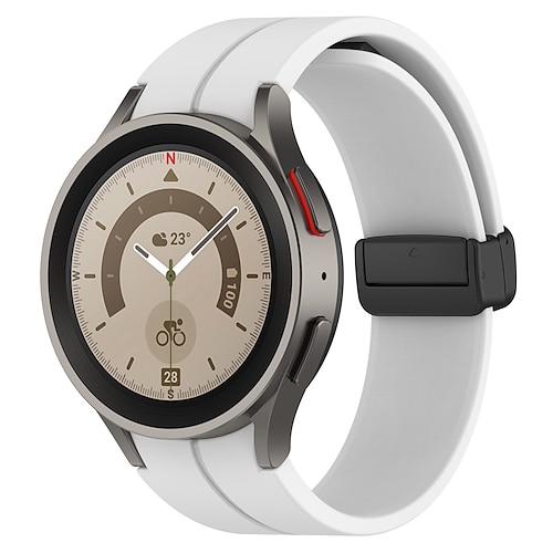 Uhrenarmband für Samsung Galaxy Watch 7/6/5/4 40/44mm, Watch 5 Pro 45mm, Watch 6 Classic 43/47mm, Watch 4 Classic 42/46mm Silikon Ersatz Gurt Magnetverschluss Schmetterlingsschnalle Frauen Männer Image