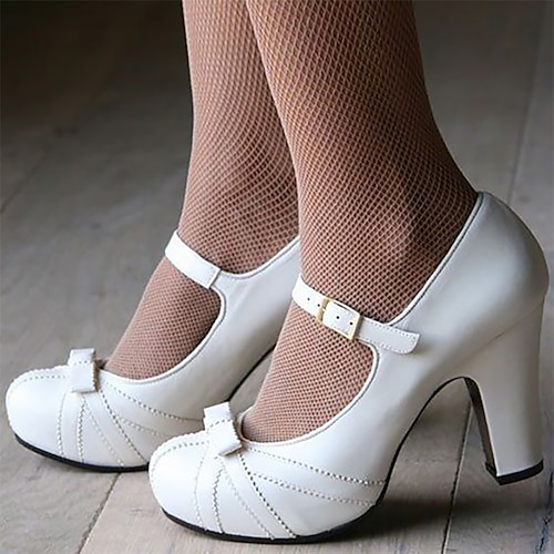 Schwarze rote Mary Jane Pumps aus Wildleder für Damen mit Schleifendetail und Blockabsatz - Vintage Style für Partys und festliche Anlässe Image