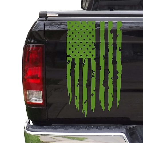 Vinyl-Aufkleber für die Heckklappe mit amerikanischer USA-Flagge, kompatibel mit den meisten Pickup-Trucks und den meisten Fahrzeugen Image