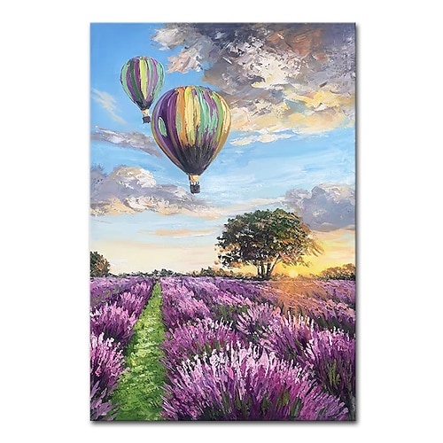 Mintura handgefertigte Heißluftballon-Ölgemälde auf Leinwand, Wandkunst, Dekoration, modernes abstraktes Bild für Heimdekoration, gerolltes, rahmenloses, ungedehntes Gemälde Image