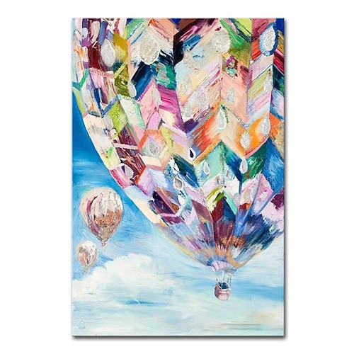 Mintura handgefertigte Heißluftballon-Ölgemälde auf Leinwand, Wandkunst, Dekoration, modernes abstraktes Bild für Heimdekoration, gerolltes, rahmenloses, ungedehntes Gemälde Image