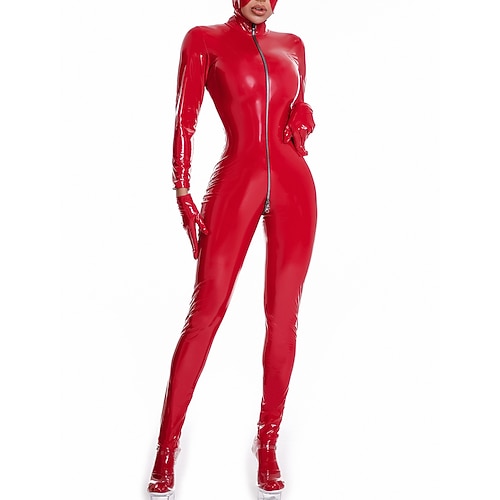 Tanzbekleidung Exotische Tanzkleidung Gymnastikanzug / Einteiler Metallkette Einfarbig Farbaufsatz Damen Leistung Kostümparty Langarm Hoch PU Image