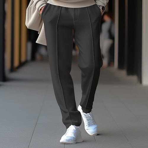 Herren Jogginghose Hose Faltenhose Kordelzug Elastischer Bund Einfach Komfort Atmungsaktiv Lässig Täglich Ferien Sport Mode Schwarz Weiß Image