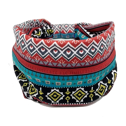 aceorna Boho-Stirnbänder, breite geknotete Haarbänder, elastische, bedruckte Haarbänder, Bohemia-Kopfwickel für Frauen und Mädchen Image