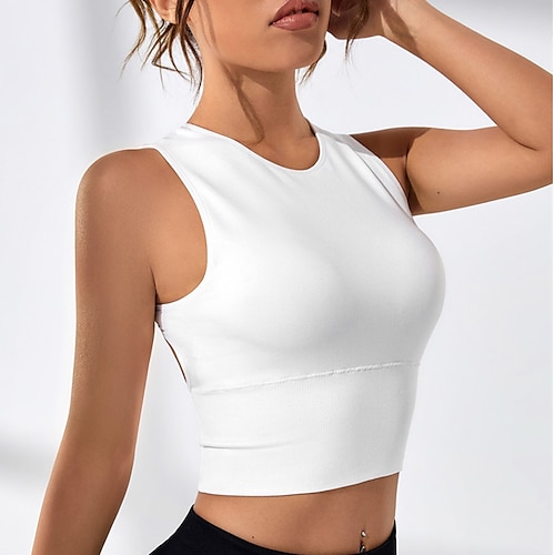 Damen-Sport-BH mit hoher Stützkraft, offener Rücken, herausnehmbares Polster, einfarbig, dunkelgrau, Elasthan, Yoga, Fitness, Fitnessstudio, Workout-BH, Oberteil, Sport-Activewear, hohe Image