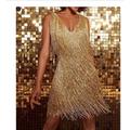 damen partykleid fransenkleid kurz minikleid weißgold ärmellos reine farbe quaste fransen frühling sommer spaghettiträger party sexy gatsby party 2023 s m l xl xxl / winter