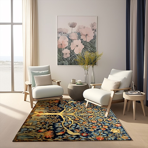 Inspiriert von William Morris, Teppich, Küchenmatte, rutschfeste, ölbeständige Bodenmatte, Wohnzimmerteppich, Innen- und Außenmatte, Schlafzimmerdekoration, Badezimmermatte, Eingangsteppich, Image