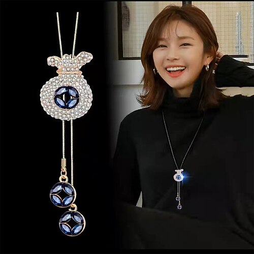 Weihnachtsgeschenke für Frauen Mama Sie Koreanische Version von Herbst und Winter Kristallpullover Kette Halskette Großhandel Hochwertige lange Kette vielseitiger Quastenperlenanhänger mit Zubehör Image