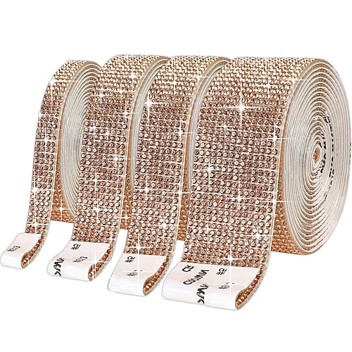 Bling Kristallbohrer Strass Glänzende bunte künstliche Diamanten Autoaufkleber Handgemacht Diy Auto Dekoration 1 Yard 91cm Weihnachtsgeschenk Image
