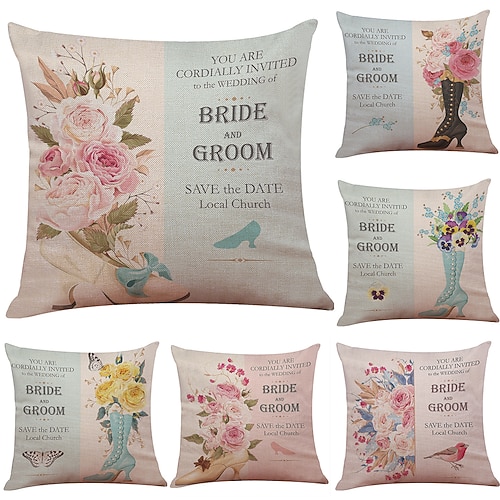 1 Satz von 6 Stück Kissenbezug botanische Serie dekorative Dekokissenbezug Heimsofa dekoratives Outdoor- / Indoor-Kissen für Sofa-Couch-Bett-Stuhl Image