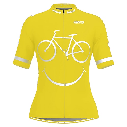 Herren Radtrikot Grafik Gemustert Lächelndes Gesicht Kurzarm Fahhrad Trikot mit 3 Gesäßtaschen Mountainbike MTB Straßenradsport Weich Rückentasche Bequem Atmungsaktiv Sport Blau Schwarz Gelb Image