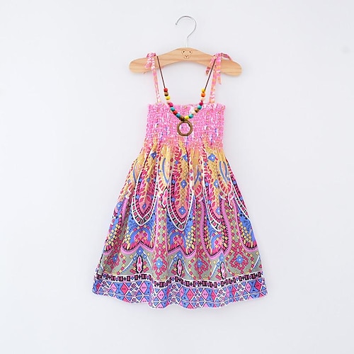 kinderkleidung Mädchen Kleid Blumen Tier Karikatur Ärmellos Casual Aktiv Täglich Baumwolle Knielang Blumenkleid Sommerkleid Sommer Frühling 4 Jahre 8601 Regenbogenstange 8602 orange 8602 lila Image
