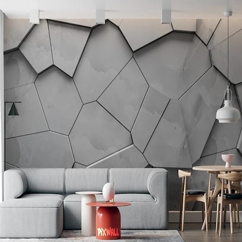 Coole Tapeten, schwarze Tapete, Wandbild, 3D-geometrische Streifen, Aufkleber, abziehen und aufkleben, entfernbares PVC/Vinyl-Material, selbstklebend/Kleber erforderlich, Wanddekoration für Image