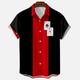 Herren Hemd Bowling-Shirt Knopfhemd Sommerhemd Schwarz / Rot Schwarzgrau Schwarz Weiß Blau Kurzarm Gestreift Umlegekragen Outdoor Strasse Button-Down Bekleidung Modisch 1950s Brautkleider schlicht