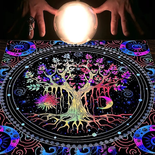 Tarot-Tischdecke für Spiele, Altardecke, Hexerei-Astrologie-Dekor, Orakelkarten-Unterlage, Tarot-Matte, Hexer-Dekor, Partygeschenke, Party-Geschenk-Dekor, Partyzubehör, magische Kunst, Wahrsagerei Image
