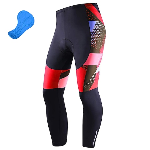 Herren Geometrisch Fahrradhose Fahhrad Unterteile Mountainbike MTB Straßenradsport Sport 3D-Polster Radfahren Schnelltrocknend Feuchtigkeitsableitend Gelb Rot Spandex Bekleidung Fahrradbekleidung