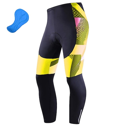 Herren Geometrisch Fahrradhose Fahhrad Unterteile Mountainbike MTB Straßenradsport Sport 3D-Polster Radfahren Schnelltrocknend Feuchtigkeitsableitend Gelb Rot Spandex Bekleidung Fahrradbekleidung