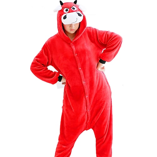 Karnevalskostüm Tier Zeichentrick Milchkuh Karneval Kigurumi-Pyjamas Ausgefallene Kostüme Onesie-Kostüm Warm Lustiges Kostüm Bequem Erwachsene Unisex Männer und Frauen Halloween Karneval Leistung