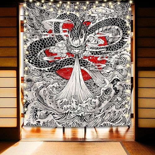 Wandteppich im japanischen Stil, großer Wandteppich, Wanddekoration, Fotohintergrund, Decke, Vorhang, Zuhause, Schlafzimmer, Wohnzimmer, Dekoration, Tempel, Frauen, Sonne Image