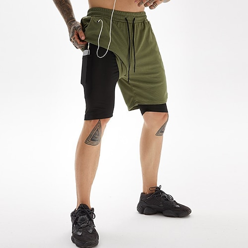 Herren Shorts Kurze Hosen Sonntags-Shorts Sport Ausgehen Wochenende Laufen Bequem Kordelzug Elastische Taille Glatt Knielänge Gymnastik Sportkleidung Schwarz Weiß Mikro-elastisch Image