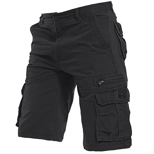Herren Cargo Shorts Kurze Hosen Kurze Hose für Wanderer Tasche mit Reißverschluss Pattentasche Glatt Komfort Atmungsaktiv Outdoor Täglich Ausgehen Modisch Brautkleider schlicht Schwarz Armeegrün Image