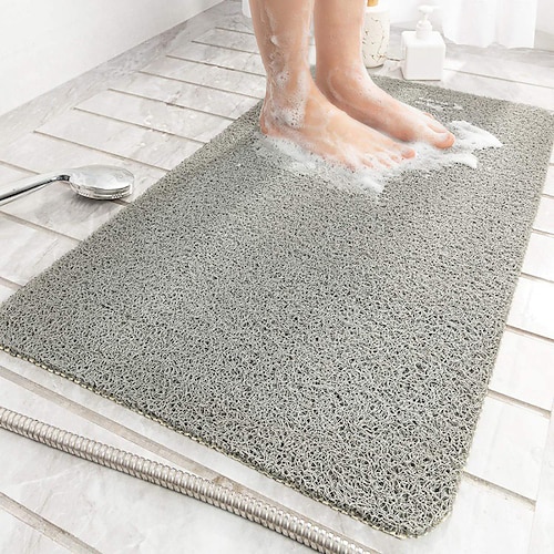 Duschmatte für die Innendusche, Luffa-Badematte, rutschfest, schimmelhemmend, antibakteriell, Weich-PVC-Badewannenmatte für nasse Duschbereiche im Badezimmer Image