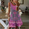 Damen Mini Kleid Petite Kleid Sonnenkleid Shift Kleid Tank Kleid Aktive Tropische Mode Outdoor Urlaub Ausgehen Reguläre Passform Floral Ärmellos U-Ausschnitt Pink Blau Orange Sommer Frühling
