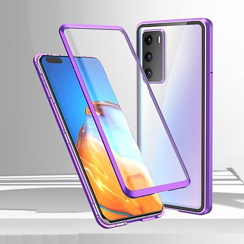 Handy Hülle Handyhüllen Für Samsung Galaxy S25 S23 S22 S21 Ultra Plus S20 Ganzkörperhülle Magnetische Adsorption Vollschutz Beidseitig Kameralinsenschutz Transparent Gehärtetes Glas Metall Image