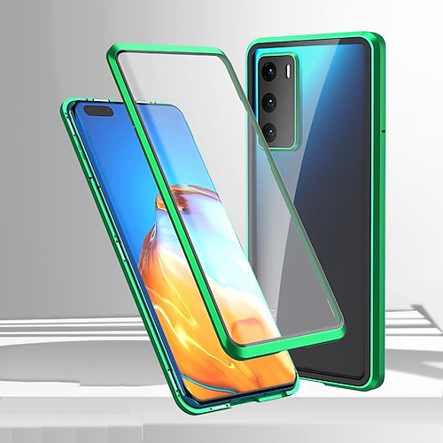 Handy Hülle Handyhüllen Für Samsung Galaxy S25 S23 S22 S21 Ultra Plus S20 Ganzkörperhülle Magnetische Adsorption Vollschutz Beidseitig Kameralinsenschutz Transparent Gehärtetes Glas Metall Image