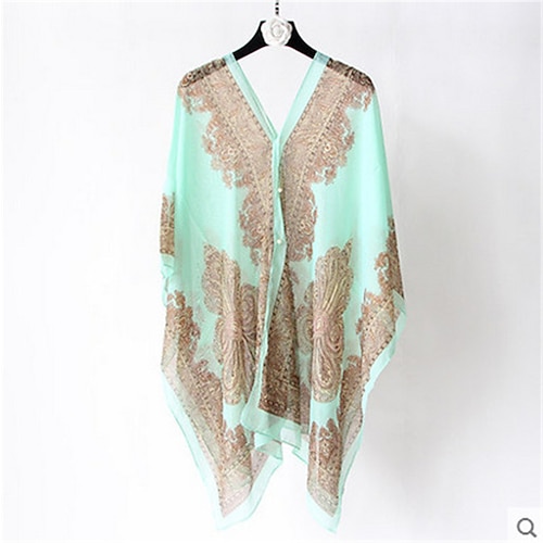 Mode Frauen Schal Schal Poncho gedruckt Sonnencreme Schal Sonnenschutz Schal Strand Schal Bikini-Abdeckung weich bequem Image