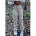 Damen Cargohose Cargohosen Normal Baumwollmischung Glatt Schwarz Beige Modisch Mittlere Taillenlinie In voller Länge Casual Wochenende Sommer Frühling Herbst