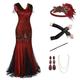 Brüllen 20s 1920s Cocktailkleid Vintage-Kleid Flapper Kleid Kleid Austattungen Ballkleid Weihnachtspartykleid Der große Gatsby Übergrössen Damen Quaste Karneval Leistung Party Valentinstag 1 Halskette