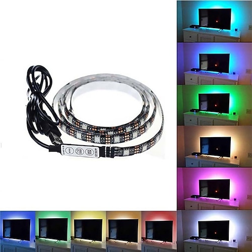 usb led streifen lichter 1~5m 3.3~16.4ft smd 5050 rgb farbwechsel dc5v schreibtisch bildschirm tv hintergrundbeleuchtung ip65 wasserdicht Image