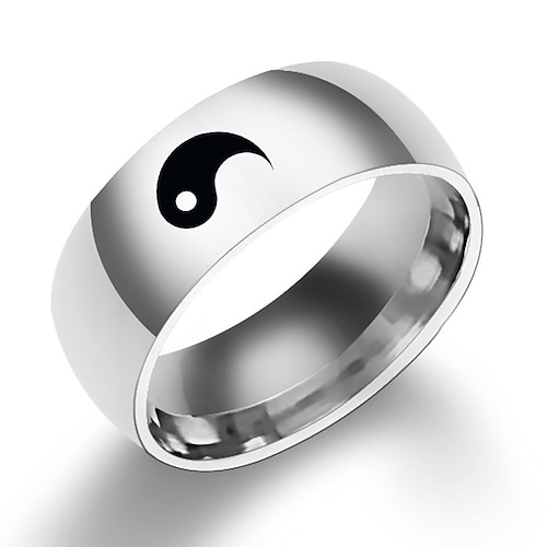 Edelstahl schwarz Yin Yang Tai Chi Ring Band für Männer / bester Freund // Freund (seine Größe 11) Image