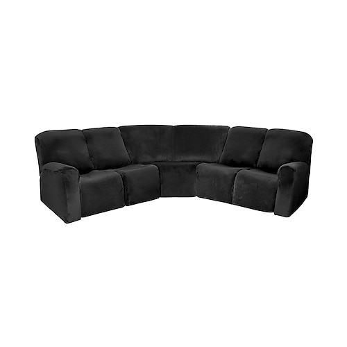 L-förmige Sofabezüge für Relaxsofas, burgunderfarben, Ecksofa, samtig, dehnbare Sofabezüge für Relaxsofas, weich, waschbar (4 Rückenlehnenbezüge)amp;Sitzbezug, 1 Ecksofabezug, 2 Armlehnenbezüge) Image